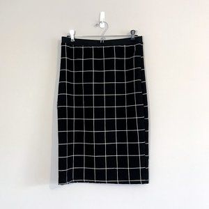 Grid Print Midi Skirt